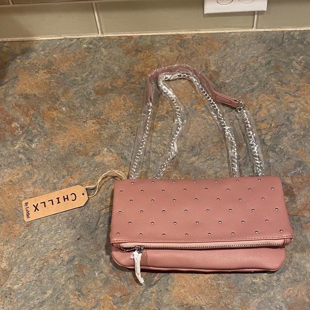 Chill ox by LeMeil Dusty Pink Studded Women's Crossbody/Shoulder Bag NWT